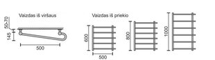 Rankšluosčių džiovintuvas Rosela H, 500x1000 mm, 490W цена и информация | Полотенцесушители | pigu.lt