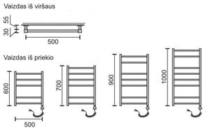 Elektrinis rankšluosčių džiovintuvas Rosela Kantata su kaitinimo elementu, 500x700 mm, 200W kaina ir informacija | Rosela Santechnika, remontas, šildymas | pigu.lt