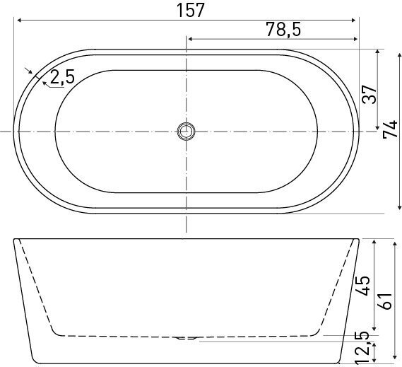 Laisvai pastatoma vonia Kerra Nora 157x74 cm цена и информация | Vonios | pigu.lt