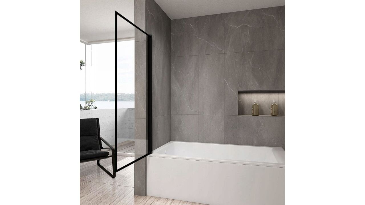 Vonios sienelė REA Lagos 80 cm, black mat kaina ir informacija | Priedai vonioms, dušo kabinoms | pigu.lt