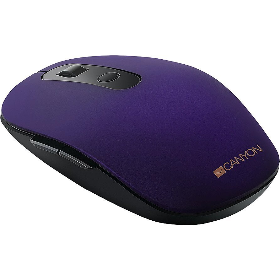 Canyon 2 in 1 Wireless optical mouse with 6 buttons, DPI 800/1000/1200/1500, 2 mode(BT/ 2.4GHz), Battery AA*1pcs, Violet, silent switch for right/left keys, 65.4*112.25*32.3mm, 0.092kg kaina ir informacija | Pelės | pigu.lt