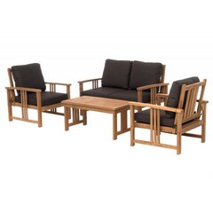 Деревянная уличная мебель из 4 частей 4living Lounge Sulawesi Teak, коричневая/черная цена и информация | Комплекты уличной мебели | pigu.lt