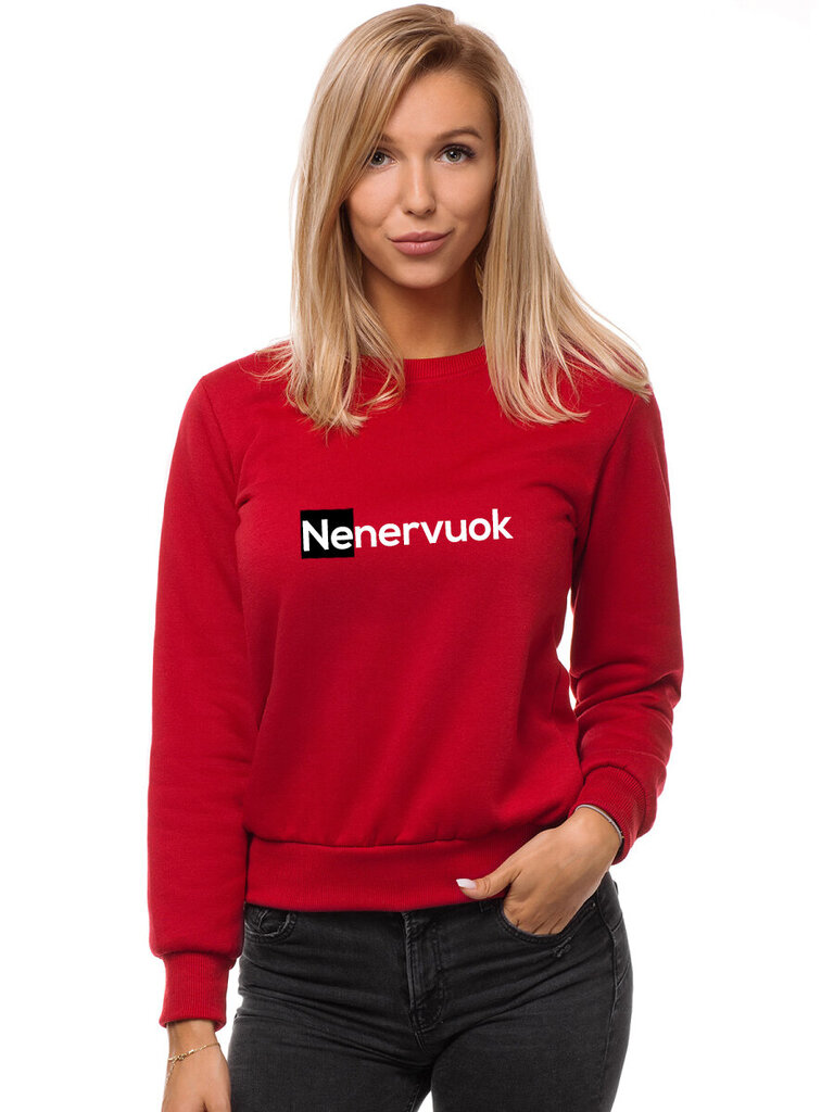 Džemperis moterims Nenervuok, raudonas kaina ir informacija | Džemperiai moterims | pigu.lt
