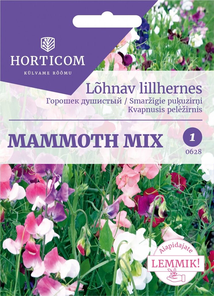 Kvapnusis pelėžirnis Mammoth mišinys 5g kaina ir informacija | Gėlių sėklos | pigu.lt