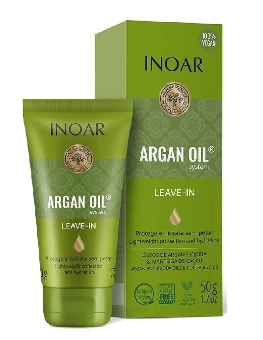 Nenuplaunamas balzamas su argano aliejumi INOAR Argan Oil Leave-in 50 ml kaina ir informacija | Balzamai, kondicionieriai | pigu.lt