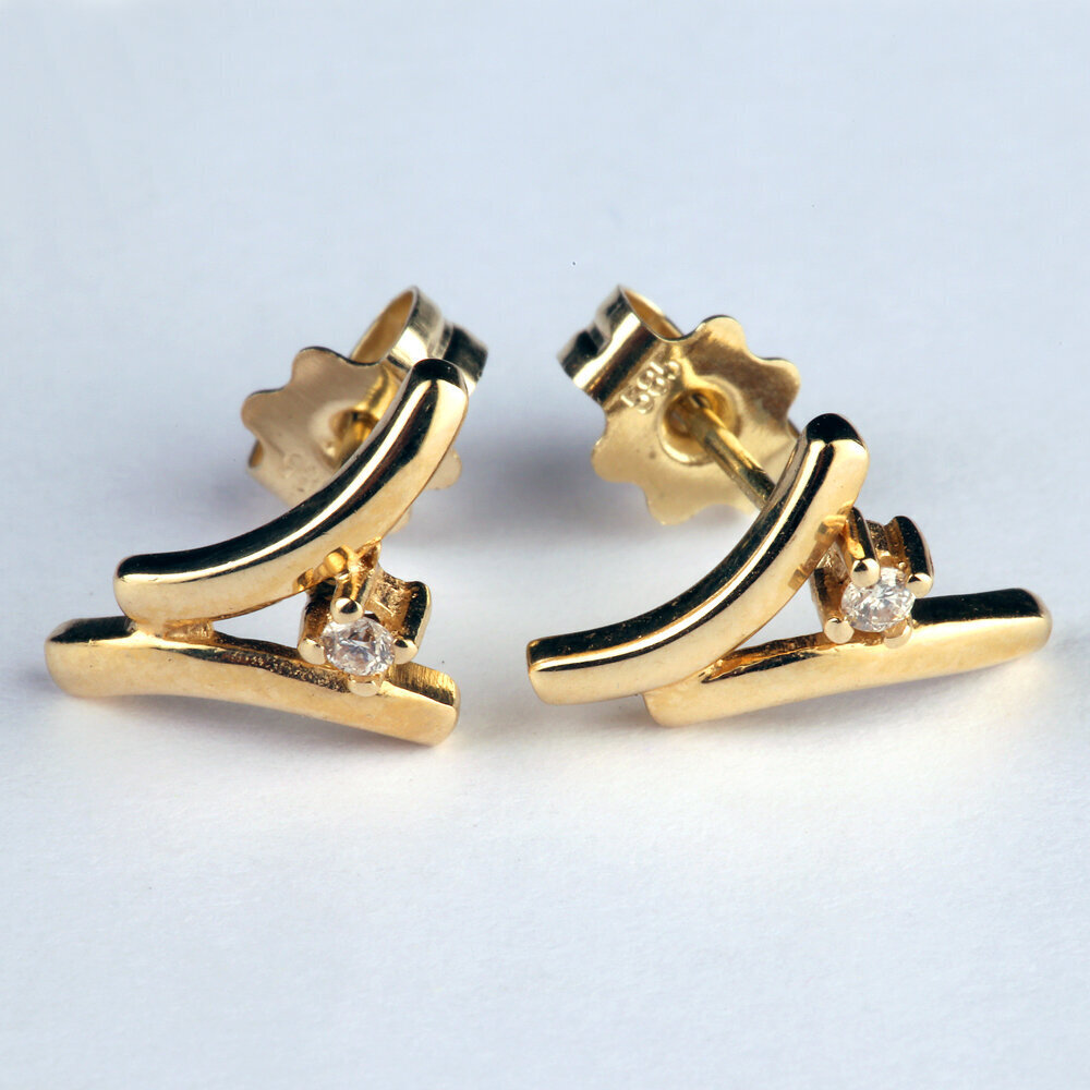 Auksiniai auskarai su deimantu kaina ir informacija | Auskarai | pigu.lt