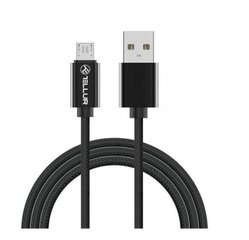 Tellur Nailoninis duomenų perdavimo laidas, USB/Micro USB, 1m, Juoda kaina ir informacija | Laidai telefonams | pigu.lt