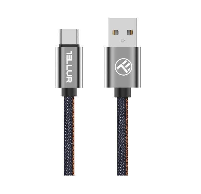 Tellur Duomenų perdavimo laidas, USB/Type-C, 1m, Denim kaina ir informacija | Laidai telefonams | pigu.lt