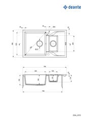 Deante granitinė virtuvinė plautuvė Deante Andante ZQN A513, Alabaster kaina ir informacija | Virtuvinės plautuvės | pigu.lt