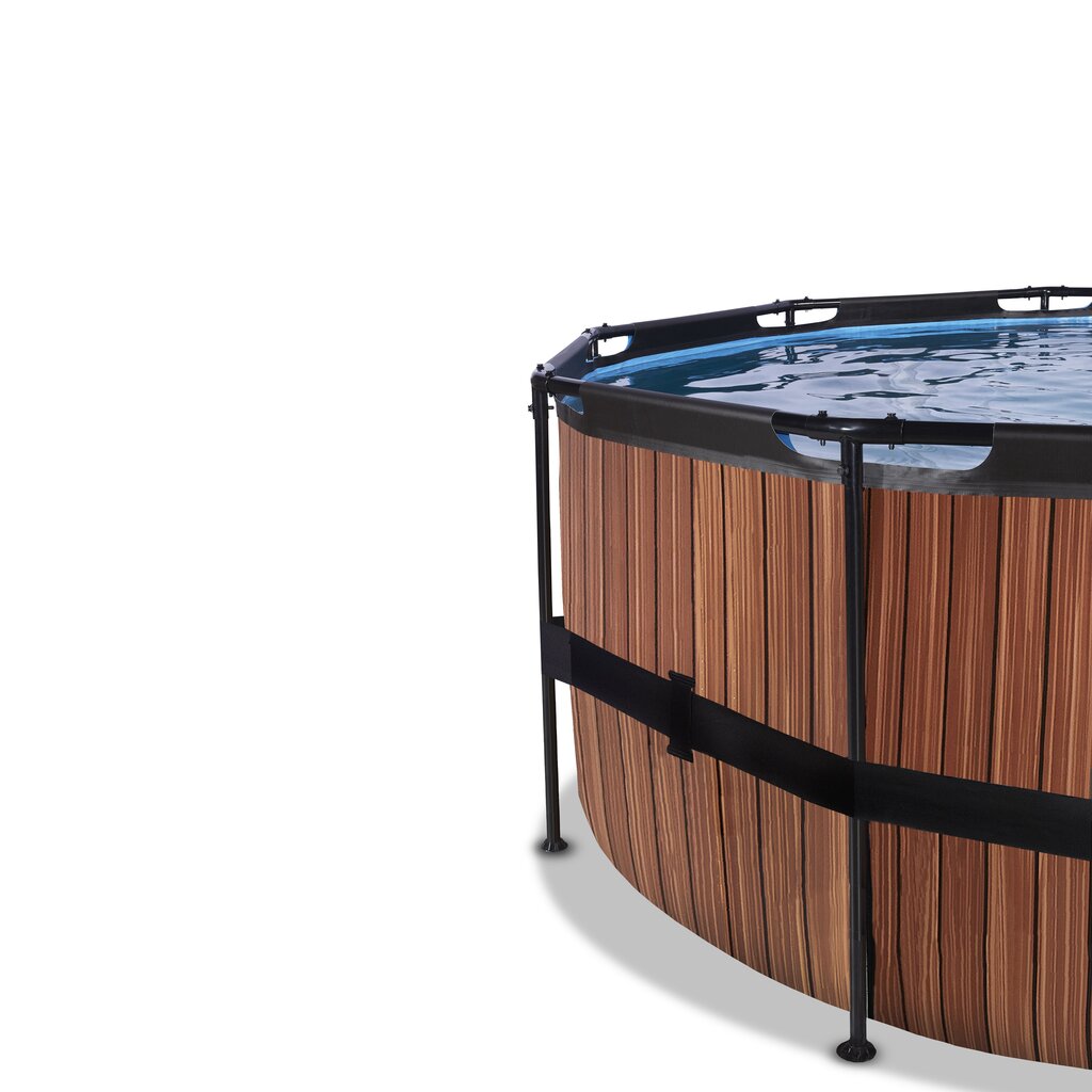 Karkasinis baseinas su smėlio filtru Exit Premium Wood ø450x122cm, rudas kaina ir informacija | Baseinai | pigu.lt