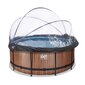Karkasinis baseinas su smėlio filtru ir stogeliu Exit Premium Wood ø360x122 cm, rudas kaina ir informacija | Baseinai | pigu.lt