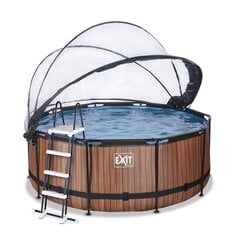 Каркасный бассейн с песочным фильтром и навесом Exit Premium Wood ø360x122 см, коричневый цена и информация | Бассейны | pigu.lt