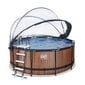 Karkasinis baseinas su smėlio filtru ir stogeliu Exit Premium Wood ø360x122 cm, rudas цена и информация | Baseinai | pigu.lt