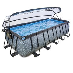 Каркасный бассейн с песочным фильтром и навесом Exit Premium Stone, 540x250 см, серый цена и информация | Бассейны | pigu.lt