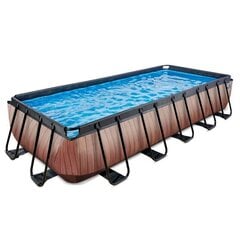 Каркасный бассейн с фильтром Exit Wood, 540x250x100 см, коричневый цена и информация | Бассейны | pigu.lt