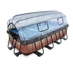 Каркасный бассейн с фильтром, навесом и тепловым насосом Exit Wood, 400x200см, коричневый цена и информация | Бассейны | pigu.lt