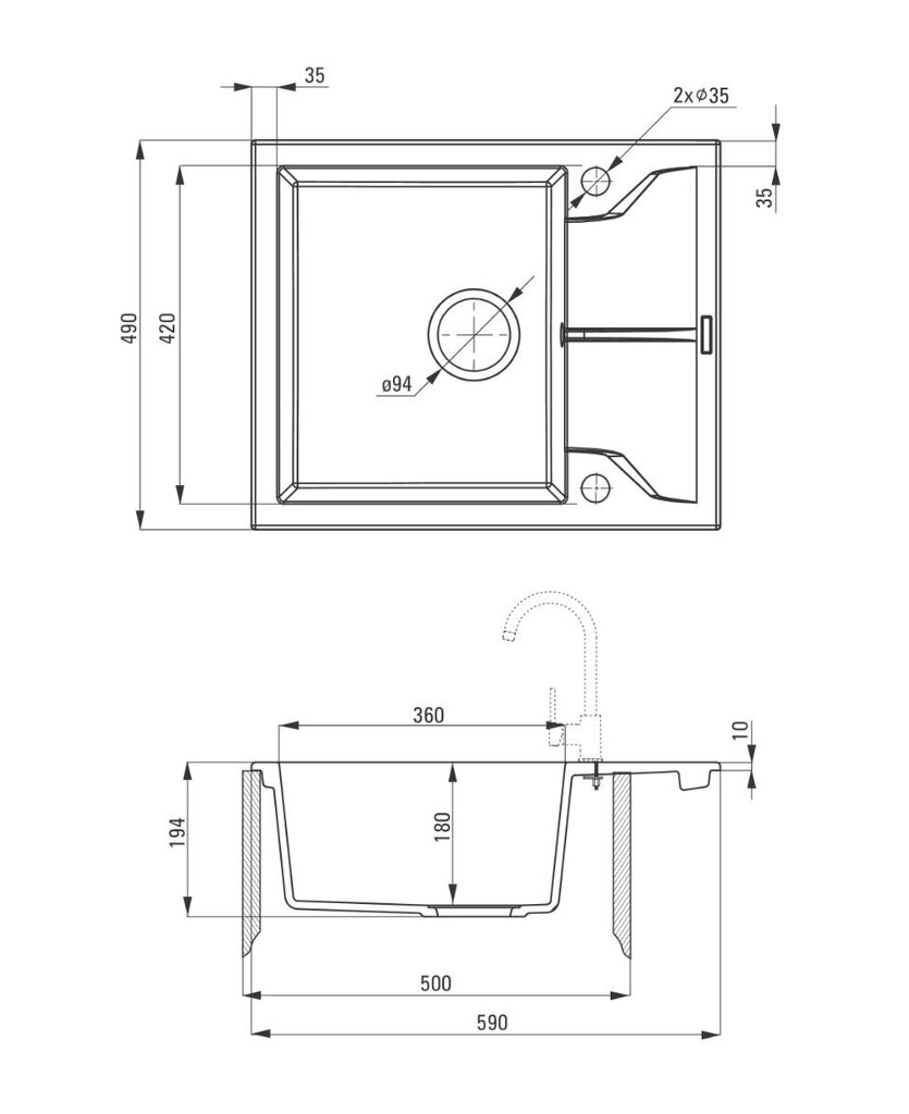 Deante granitinė virtuvinė plautuvė Deante Andante ZQN G11A, Graphite цена и информация | Virtuvinės plautuvės | pigu.lt