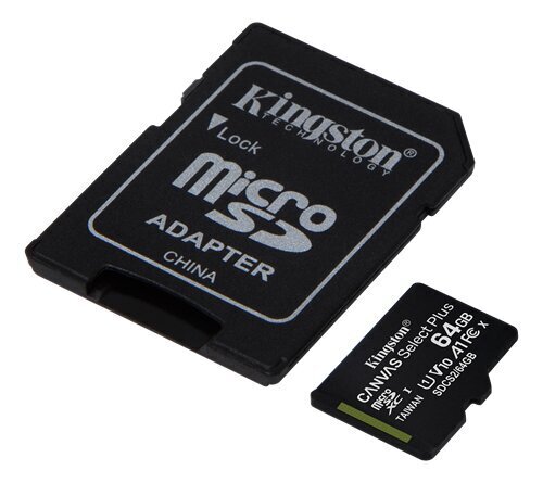 Kingston microSDHC 64GB (+ SD adapteris) цена и информация | Atminties kortelės telefonams | pigu.lt