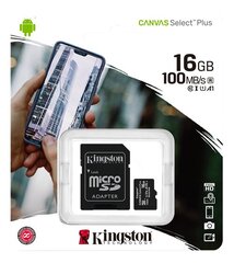 Kingston MicroSDHC 16GB (+ SD adapteris) цена и информация | Карты памяти для телефонов | pigu.lt