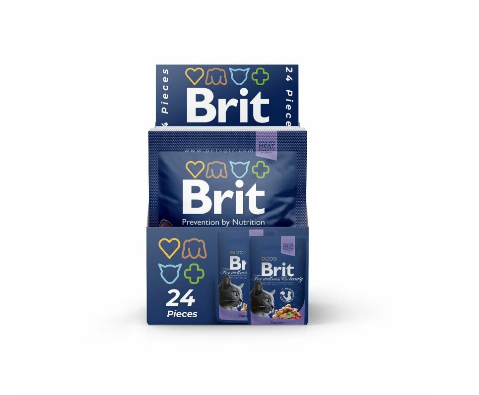 Brit Premium konservai katėms maišelyje Cod Fish 100g x 24vnt цена и информация | Konservai katėms | pigu.lt