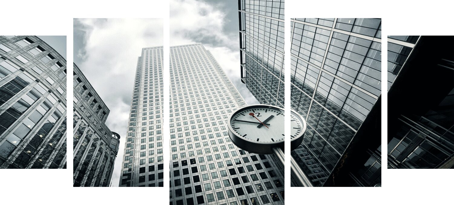 Penkių dalių reprodukcija Dangoraižis su laikrodžiu kaina ir informacija | Reprodukcijos, paveikslai | pigu.lt