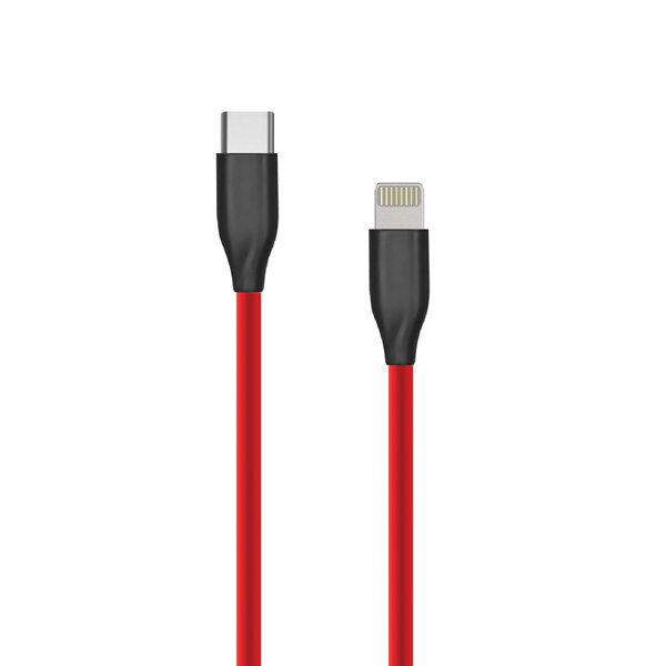 Silikoninis kabelis Lightning - USB Type-C (1 m, raudonas) kaina ir informacija | Laidai telefonams | pigu.lt