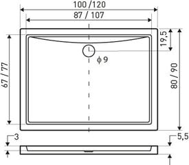 Dušo padėklas Kerra Oskar 100x90/5,5 cm kaina ir informacija | Dušo padėklai | pigu.lt