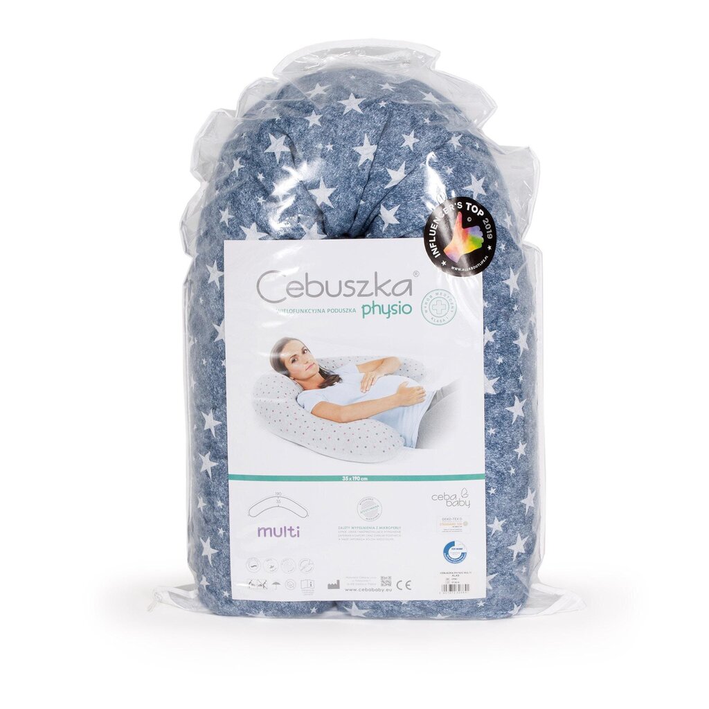 CebaBaby maitinimo pagalvė multi, mėlyna, žvaigždutės kaina ir informacija | Maitinimo pagalvės | pigu.lt