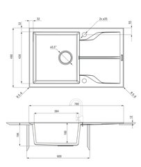 Deante granitinė virtuvinė plautuvė Deante Andante Flush ZQN G11F, Graphite kaina ir informacija | Virtuvinės plautuvės | pigu.lt