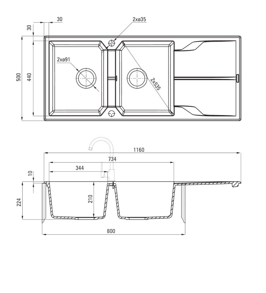 Deante granitinė virtuvinė plautuvė Deante Andante ZQN 2213, Graphite kaina ir informacija | Virtuvinės plautuvės | pigu.lt