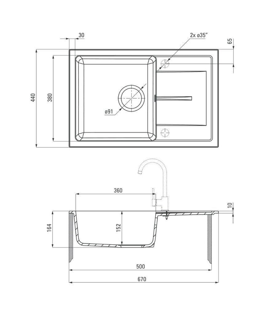 Deante granitinė virtuvinė plautuvė Deante Leda ZRD 2113, Graphite kaina ir informacija | Virtuvinės plautuvės | pigu.lt