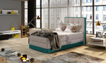 Кровать NORE ASTER, 90x200 см, серый/зеленый гобелен
