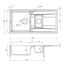 Deante granitinė virtuvinė plautuvė Deante Eridan ZQE S513, Metallic grey kaina ir informacija | Virtuvinės plautuvės | pigu.lt