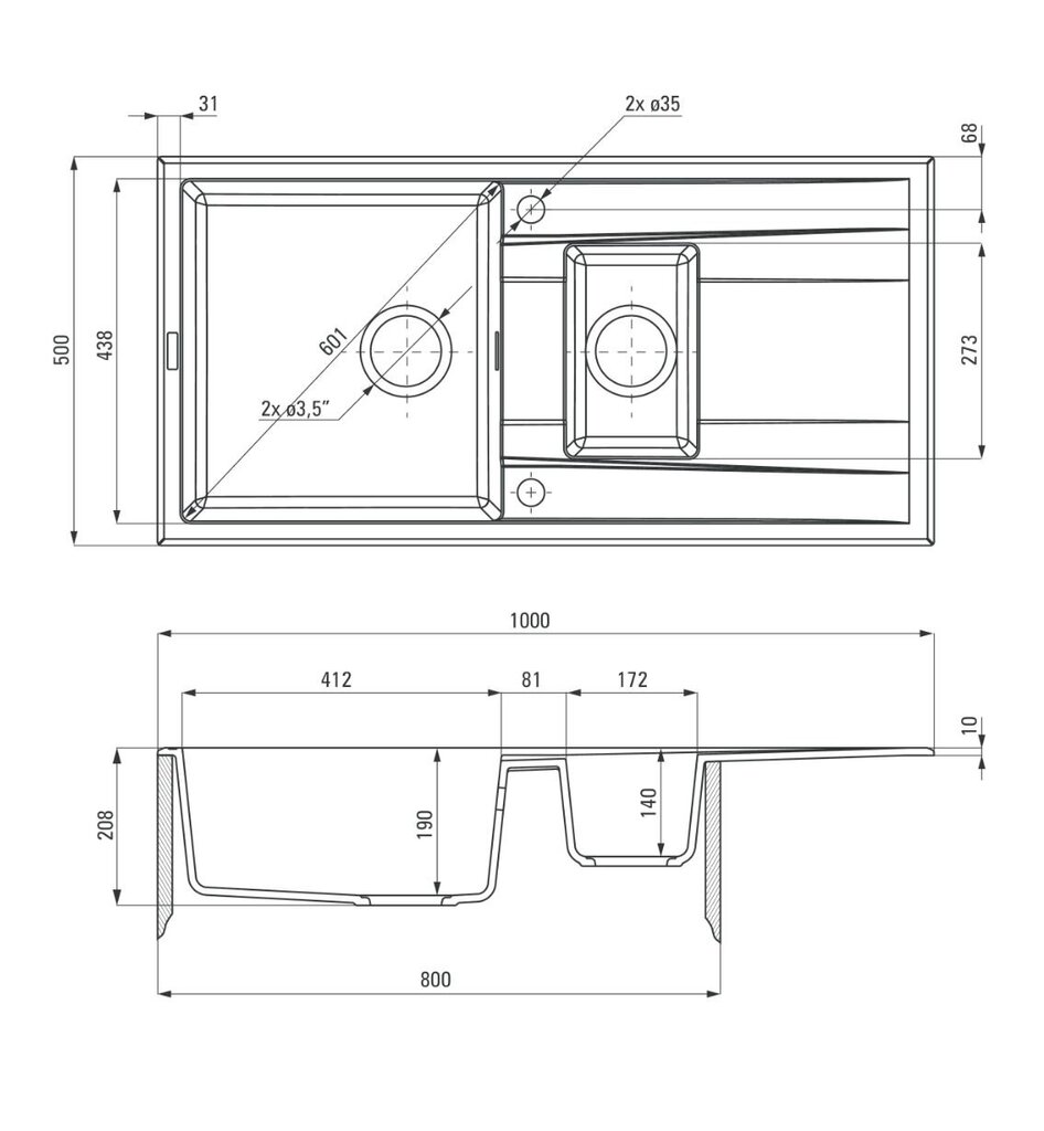 Deante granitinė virtuvinė plautuvė Deante Eridan ZQE G513, Graphite kaina ir informacija | Virtuvinės plautuvės | pigu.lt