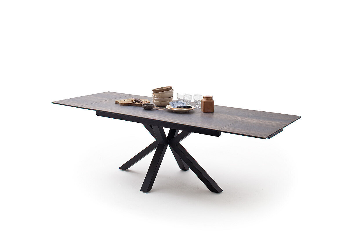 Išskleidžiamas stalas MC Akcent Nagano, tamsiai rudas/juodas kaina ir informacija | Virtuvės ir valgomojo stalai, staliukai | pigu.lt