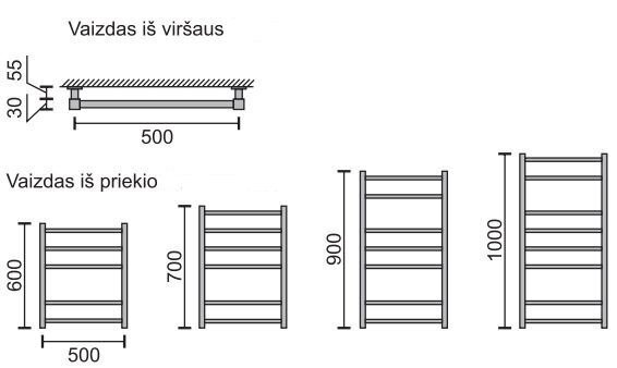 Rankšluosčių džiovintuvas Rosela Rondo, 500x900 mm kaina ir informacija | Gyvatukai, vonios radiatoriai | pigu.lt