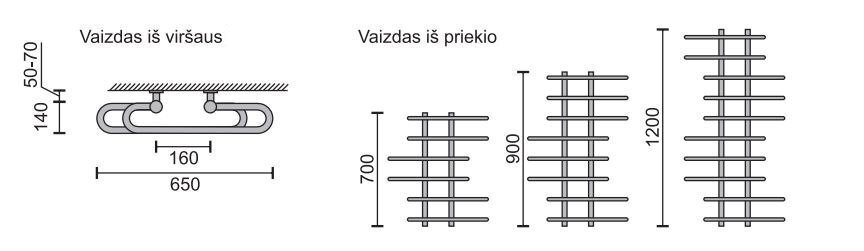 Rankšluosčių džiovintuvas Rosela Akord, Matinis plientas, 650x900 mm, 420W kaina ir informacija | Gyvatukai, vonios radiatoriai | pigu.lt