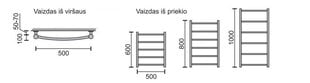 Rankšluosčių džiovintuvas Rosela R, 500x1000 mm, 590W kaina ir informacija | Gyvatukai, vonios radiatoriai | pigu.lt