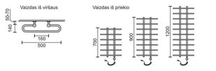 Elektrinis rankšluosčių džiovintuvas Rosela Gama su kaitinimo elementu, Poliruotas plienas, 500x1200 mm, 300W цена и информация | Полотенцесушители | pigu.lt