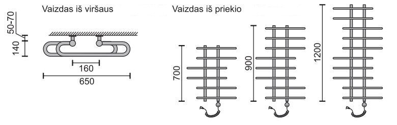 Elektrinis rankšluosčių džiovintuvas Rosela Akord su kaitinimo elementu, Poliruotas plienas, 650x900 mm, 300W kaina ir informacija | Gyvatukai, vonios radiatoriai | pigu.lt