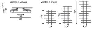 Elektrinis rankšluosčių džiovintuvas Rosela Akord su kaitinimo elementu, Matinis plientas, 650x1200 mm, 300W kaina ir informacija | Rosela Santechnika, remontas, šildymas | pigu.lt