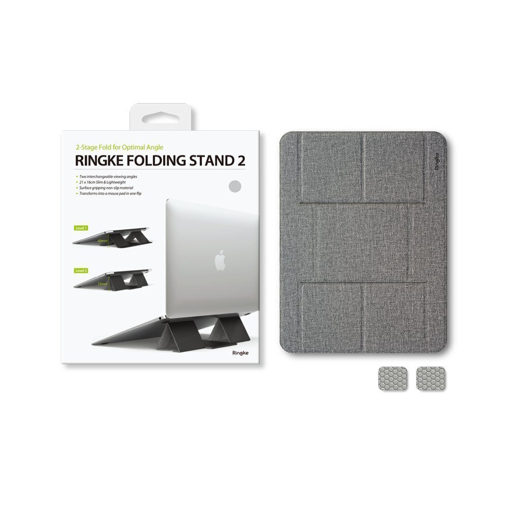 Sulankstomas stovas nešiojamam kompiuteriui Ringke Folding Stir 2 Notebook, pilkas (Acst0011) kaina ir informacija | Kompiuterių aušinimo ir kiti priedai | pigu.lt