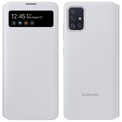  Открывающийся чехол для Samsung Galaxy A71 S View, белый цена и информация | Чехлы для телефонов | pigu.lt
