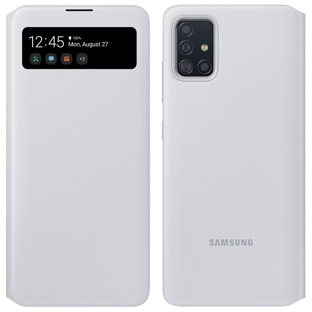 Dėklas Samsung S View Wallet skirtas Samsung Galaxy A71 white (EF-EA715PWEGEU), baltas kaina ir informacija | Telefono dėklai | pigu.lt