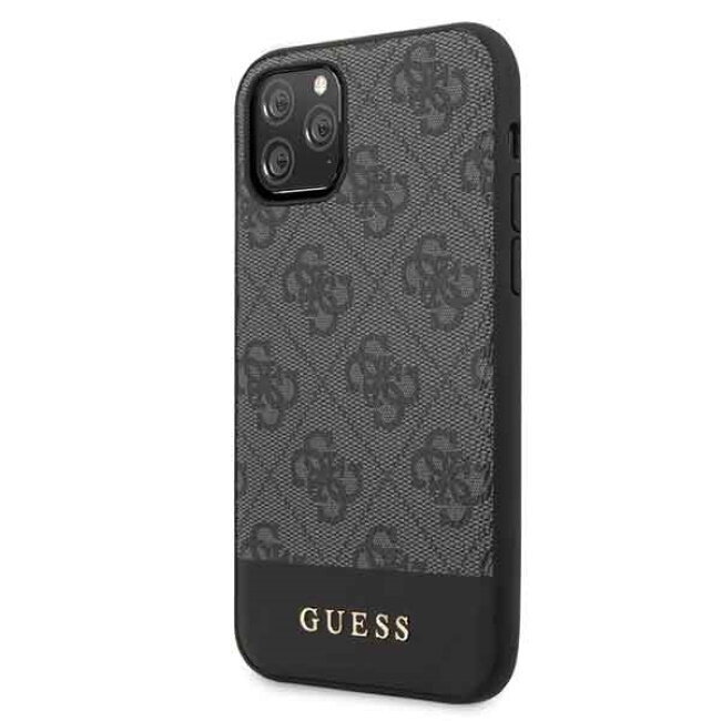 Guess GUHCN61G4GLGR 4G Stripe hard back cover case, skirtas Apple iPhone 11, juodas kaina ir informacija | Telefono dėklai | pigu.lt