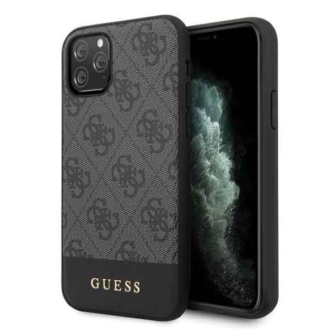 Guess GUHCN65G4GLGR 4G Stripe hard back cover case for Apple iPhone 11 Pro Max Black kaina ir informacija | Telefono dėklai | pigu.lt