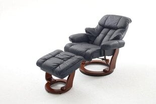 Кресло с пуфом Calgary, черное/коричневое цена и информация | Кресла в гостиную | pigu.lt