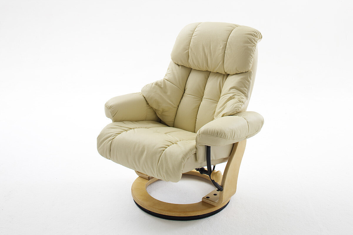 Fotelis su pufu MC Akcent Calgary, kreminis/smėlio spalvos цена и информация | Svetainės foteliai | pigu.lt