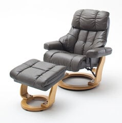 Fotelis su pufu MC Akcent Calgary XXL, matinis rudas/smėlio spalvos kaina ir informacija | Svetainės foteliai | pigu.lt