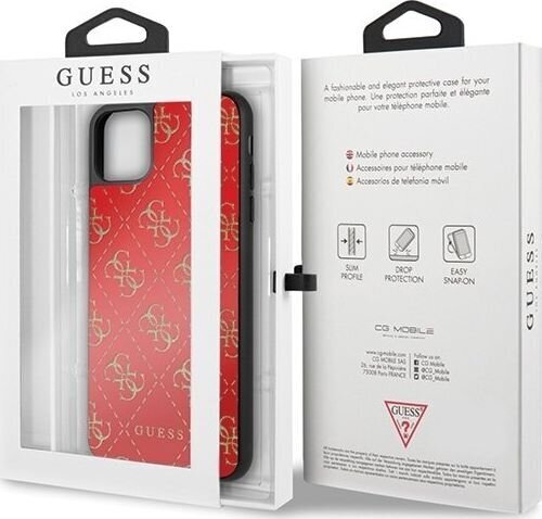 Guess GUHCN654GGPRE skirtas iPhone 11 Pro Max, raudona kaina ir informacija | Telefono dėklai | pigu.lt